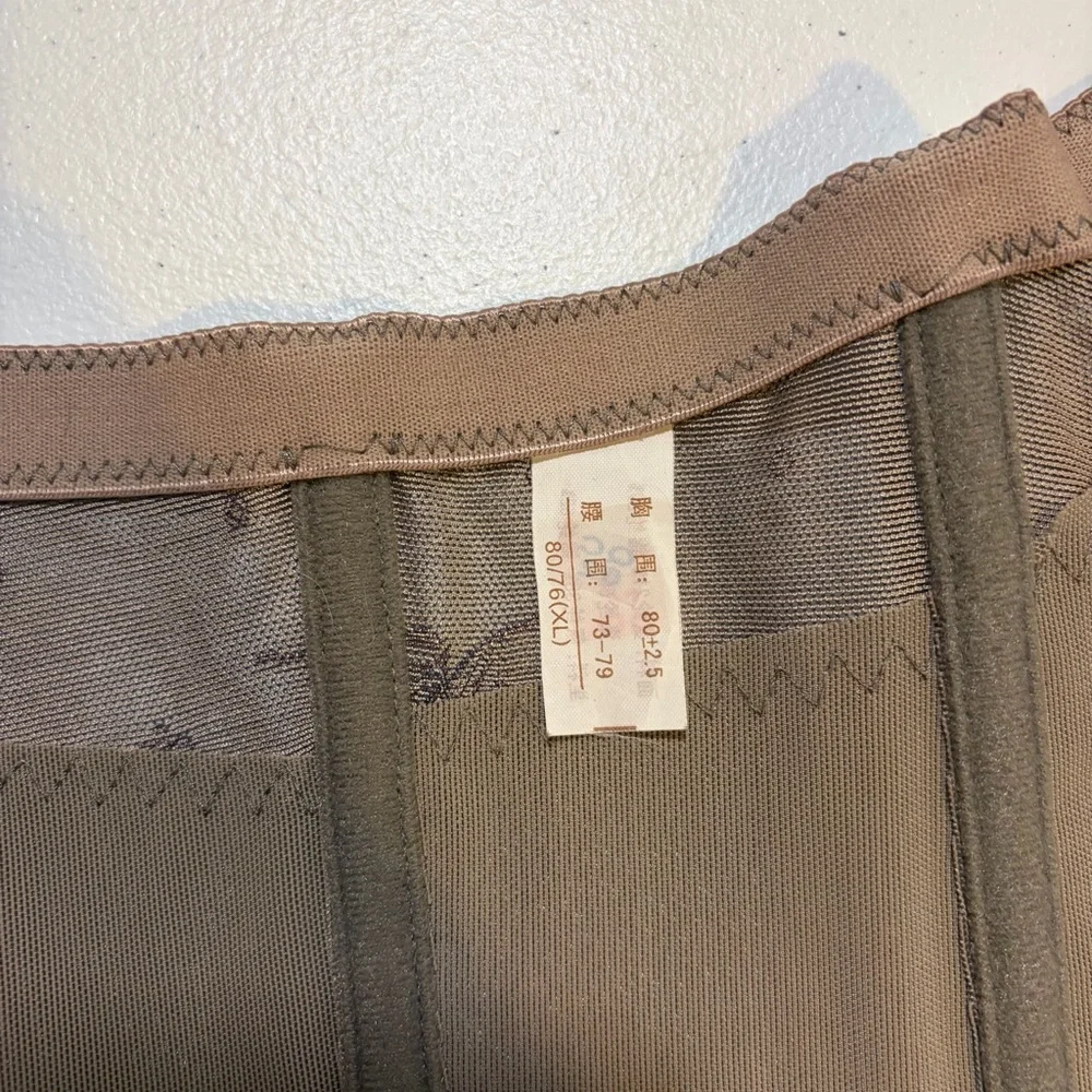 Retro Grey Sheer Mesh Lace Floral Girdle Waist Training Corset Zipper size small - Picture 9 of 9